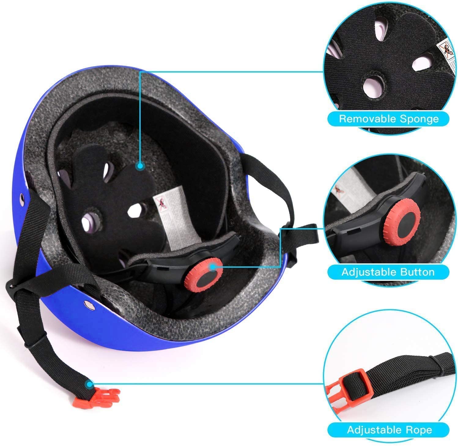 Ensemble de casque de vélo pour enfants, genouillères, coudières, protège-poignets réglables pour filles et garçons de 5 à 15 ans, équipement de protection pour le sport, le cyclisme, le patinage à