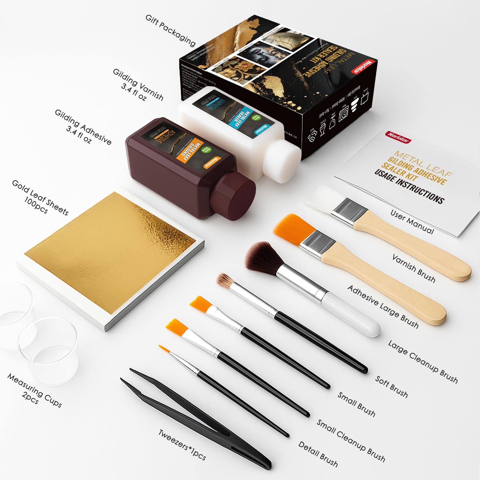 Nariolar Kit adesivo foglia d'oro per artigianato e arte decorativa tutto in uno