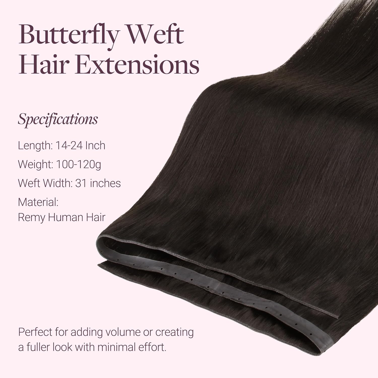 GOO GOO Butterfly Weft Hair Extensions Human Hair, Invisible Genius Weft Hair Extensions, 2 Dark Brown 18 Inch 100g, OVO Hole Micro Hand-Tied Look Straight Silky Soft Remy Hair