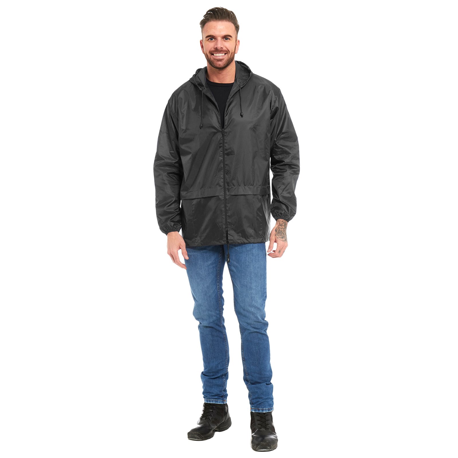 MyShoeStore Unisex Plain Kagool Raincoat Mens Womens Ladies Waterproof Summer Hooded Cagoule Lightweight Casual Jacket Shower Proof Windbreaker Kagoul Outdoor Festival Mac Tops(Red, 2XL