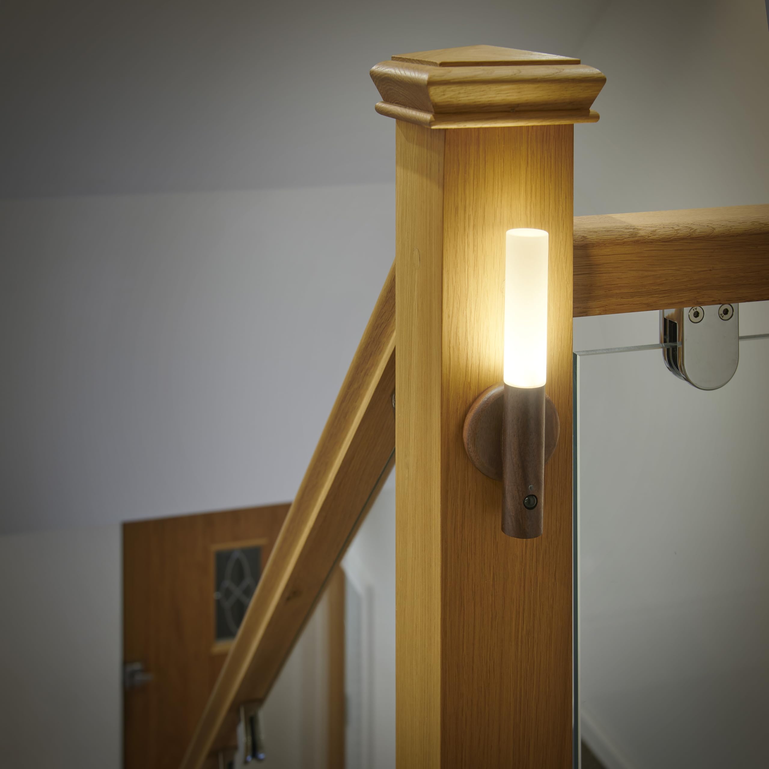 Smart LED Sensor Wall Light – Portable – Rechargeable Night Light – Indoor Use – Magnetic Base (1 Pack, Walnut Wood)