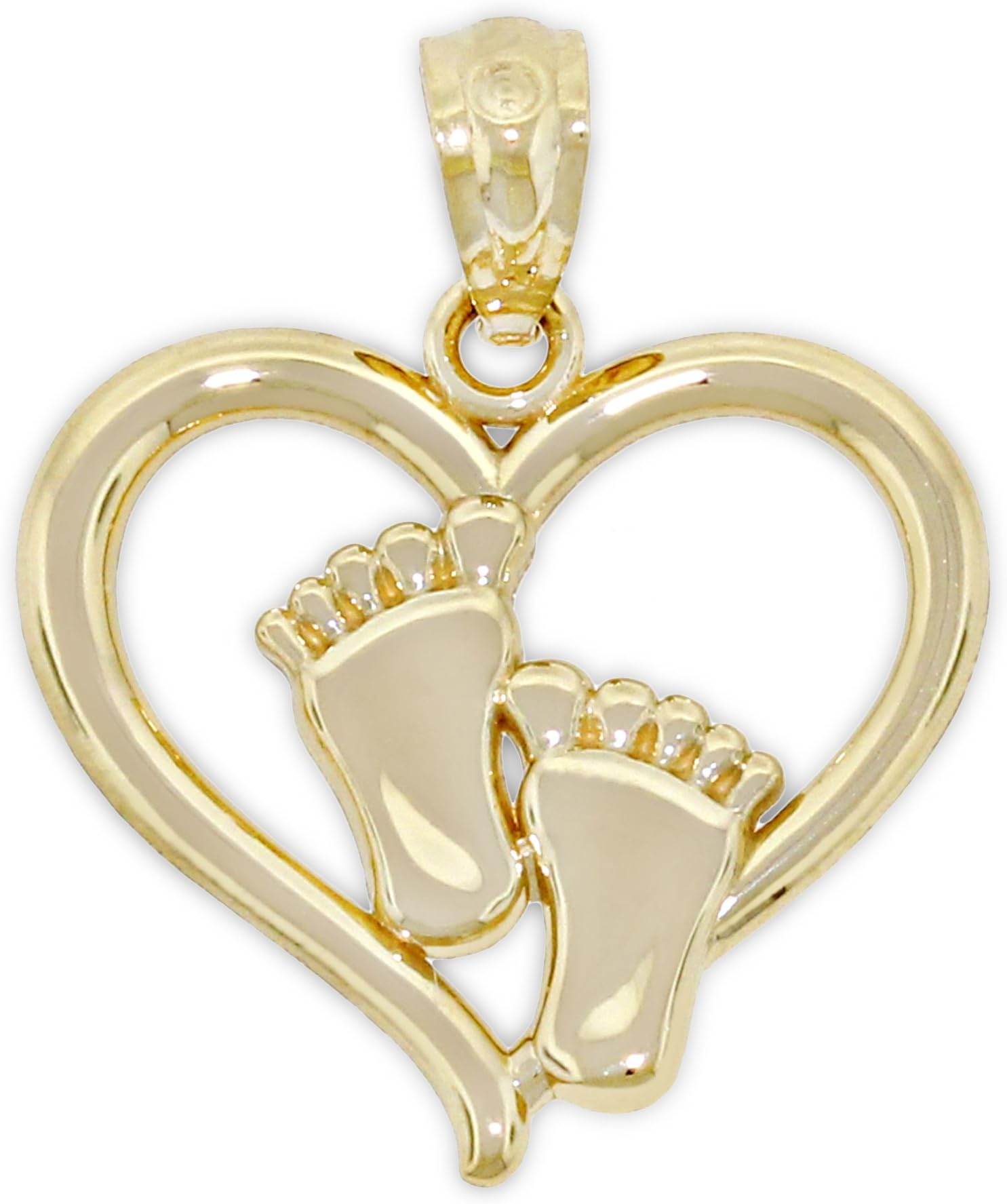 Gold Baby Feet Charm Pendant - 10 Karat Gold - Newborn Gift - Baby Feet Jewelry - Baby Shower Pendant