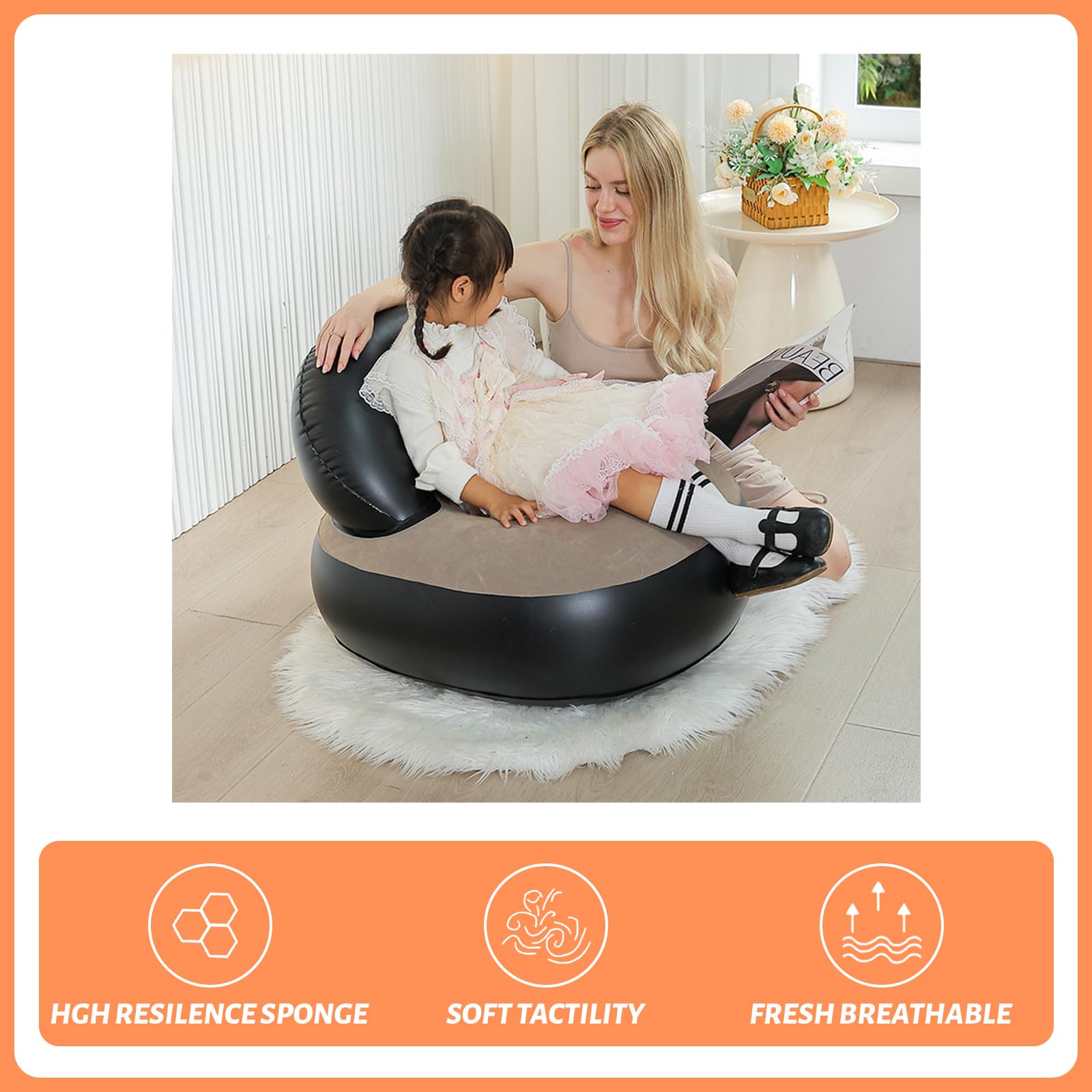 Sofáhinchable y silla hinchable con bomba de aire para fiestas al aire libre, viajes, playa, camping (65 x 56 x 30 cm)