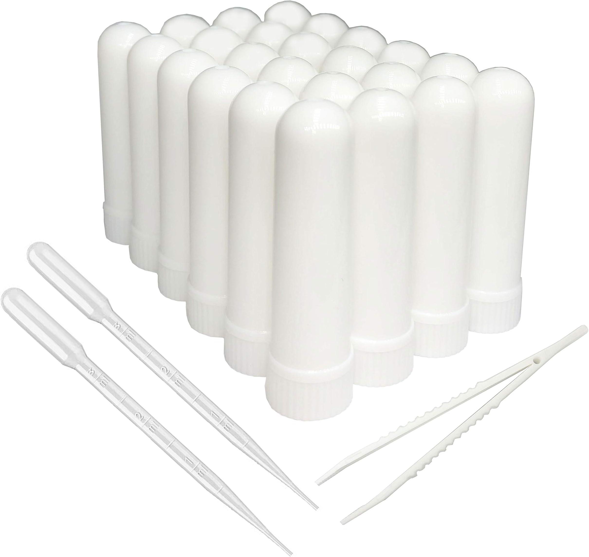 zison Essential Oil Aromatherapy Blank Nasal Inhaler Tubes (Including 24 Complete Sticks + Including 12 extra Stick +2 Polyethylene Pipette Droppers +1Plastic tweezers)