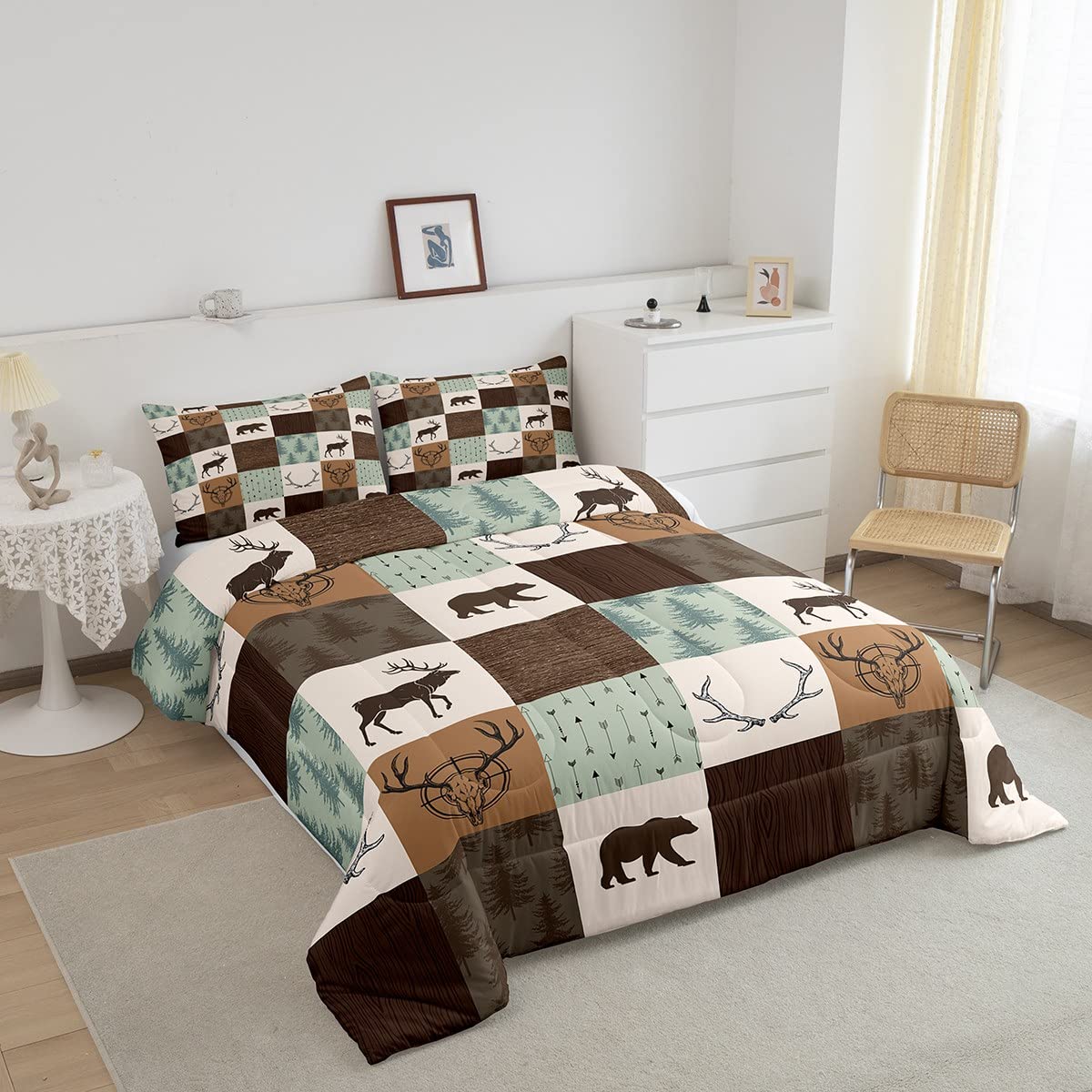 Set Lenzuola Con Angoli King Size Motivo Orso E Scoiattolo – Microfibra Morbida E Traspirante, Tasca Profonda 40 Cm, Per Camera Bambini E Ragazzi