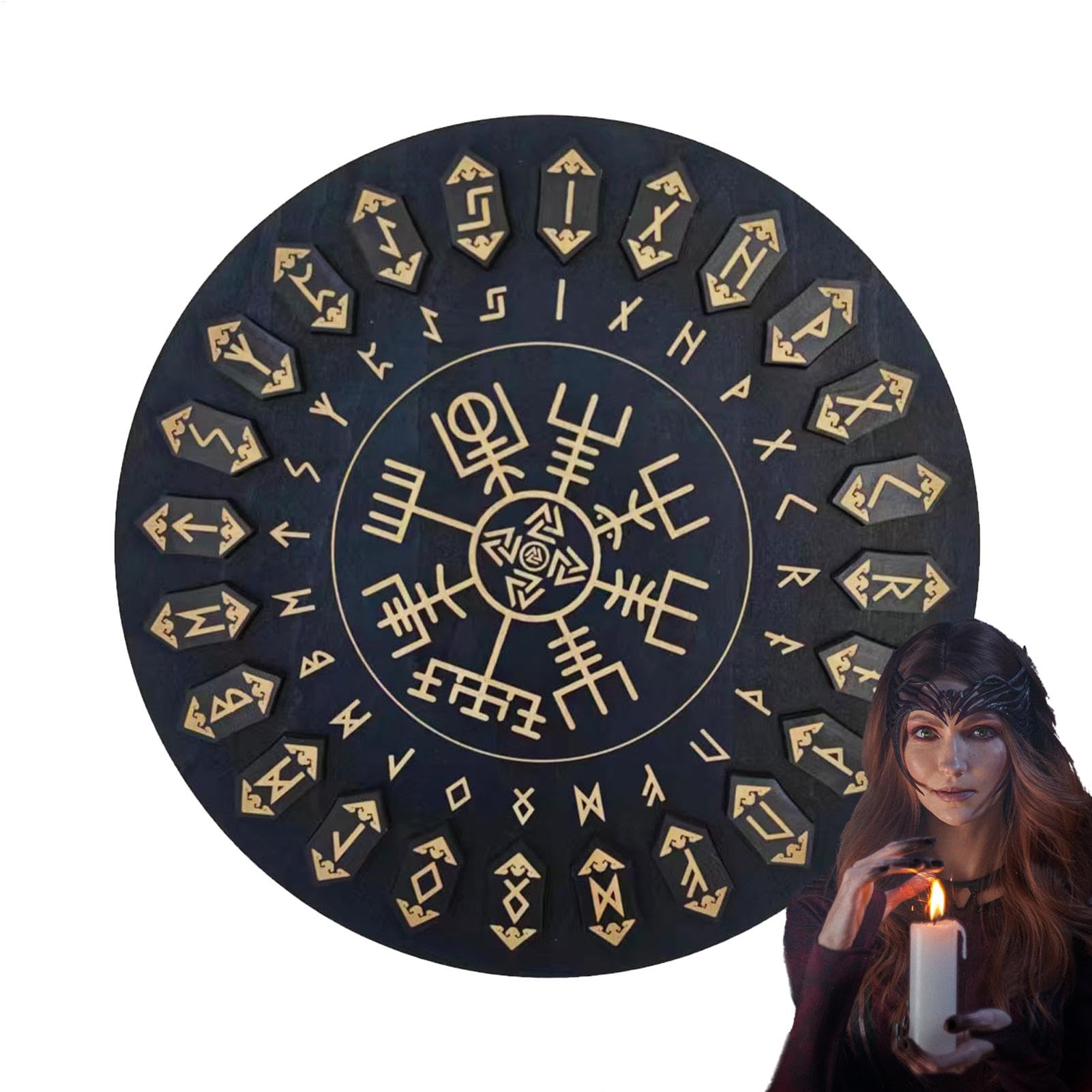 Set di rune da, set di rune in legno, rune divinazione in legno, iscrizioni per meditazione e divinazione, forniture multifunzionali per streghe, strumenti decorativi per meditazione