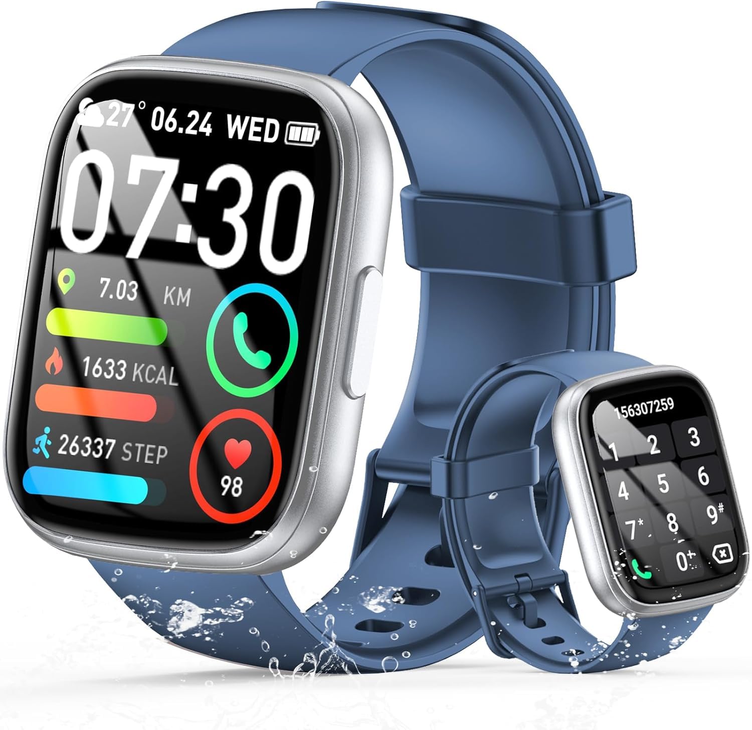 Cillso Reloj Inteligente Hombre Mujer con Llamadas Bluetooth, 1.95" Smartwatch con Podómetro/Pulsómetro/Monitor de Sueño, 110+ Modos Deportivos Smart Watch, IP68 Pulsera Actividad para Android iOS Global Recycled Standard Global Recycled Standard Global Recycled Standard