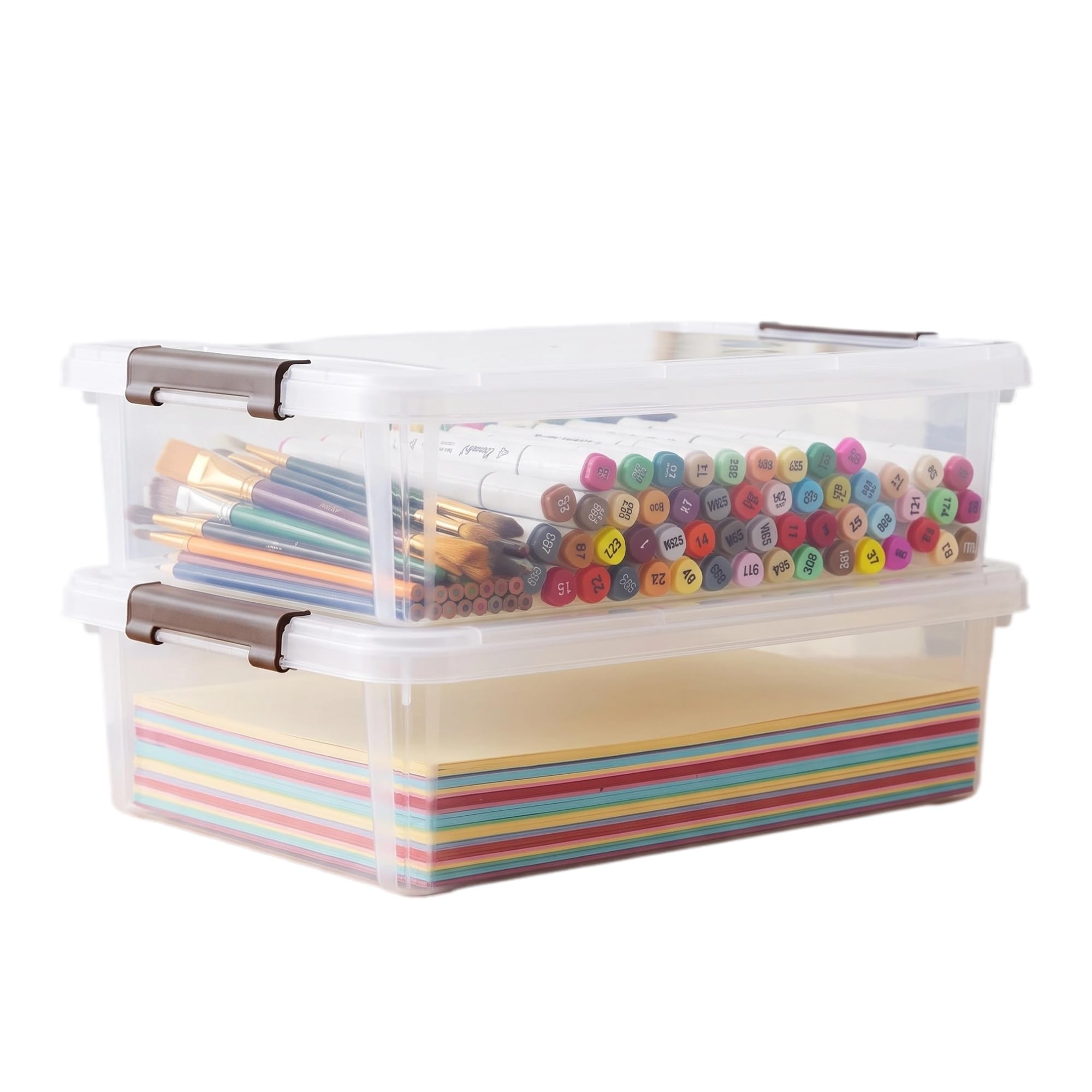 Craft Storage Boxes with Lids, 32x23x7.3cm, 2PCS Plastic Storage Boxes