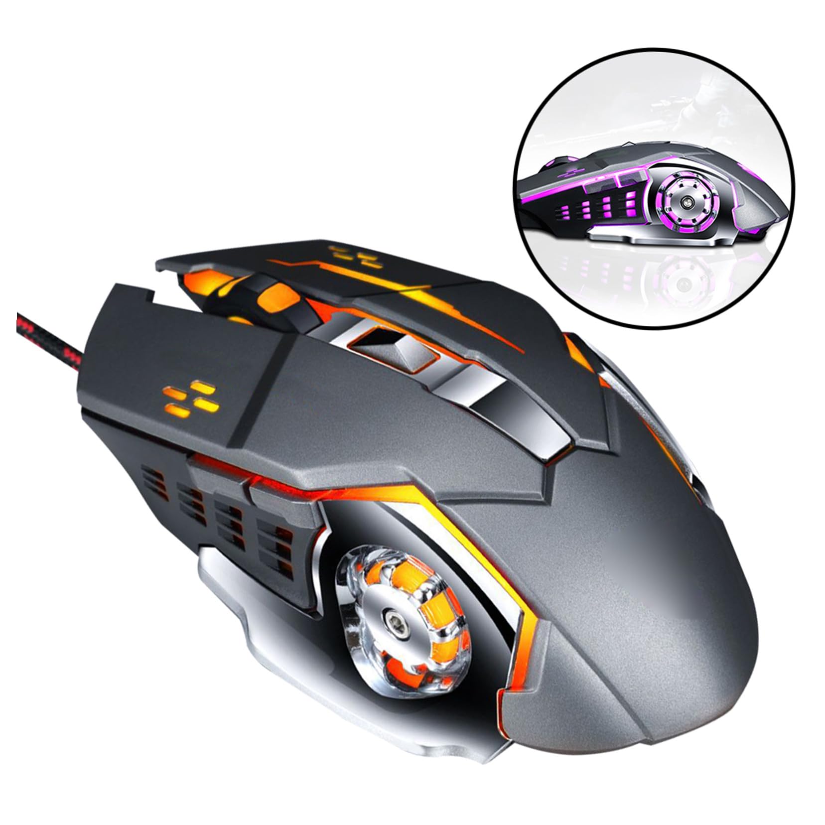 Uonlytech 1pezzi Mouse Cablato Usb Ergonomico Per Computer Da Ufficio Per Pc Desktop Laptop Argento