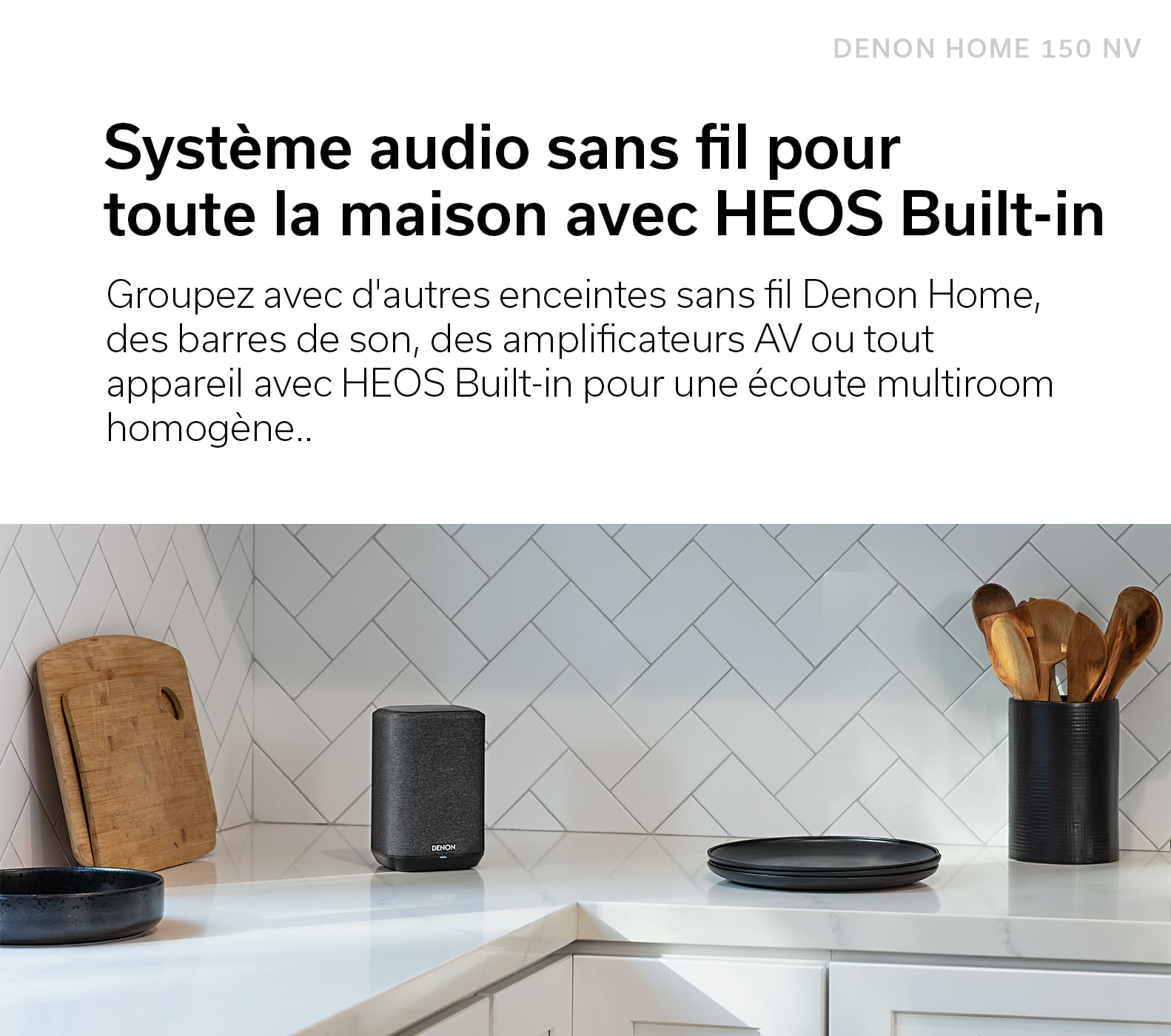 Denon Home 150 NV Enceinte sans Fil avec Technologie multiroom intégrée HEOS, Bluetooth, Apple AirPlay 2 - Noir