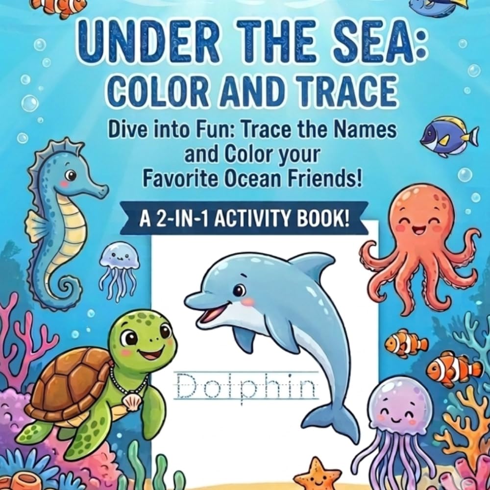 Under the Sea: Color and Trace: Dive into Fun: Trace the Names and Color your Favorite Ocean Friends