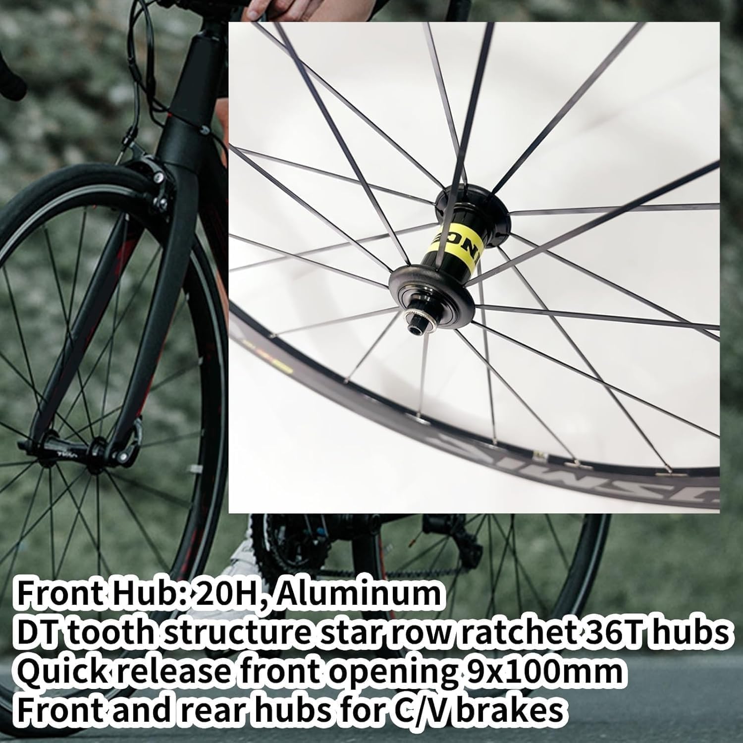 Set di Ruote per Bici da Strada 700C * 23C-25C-28C 40 / 50MM Cerchio Freno C/V in Lega di Alluminio Mozzo 20H A Sgancio Rapido per Set di Ruote 7 8 9 10 11 velocità