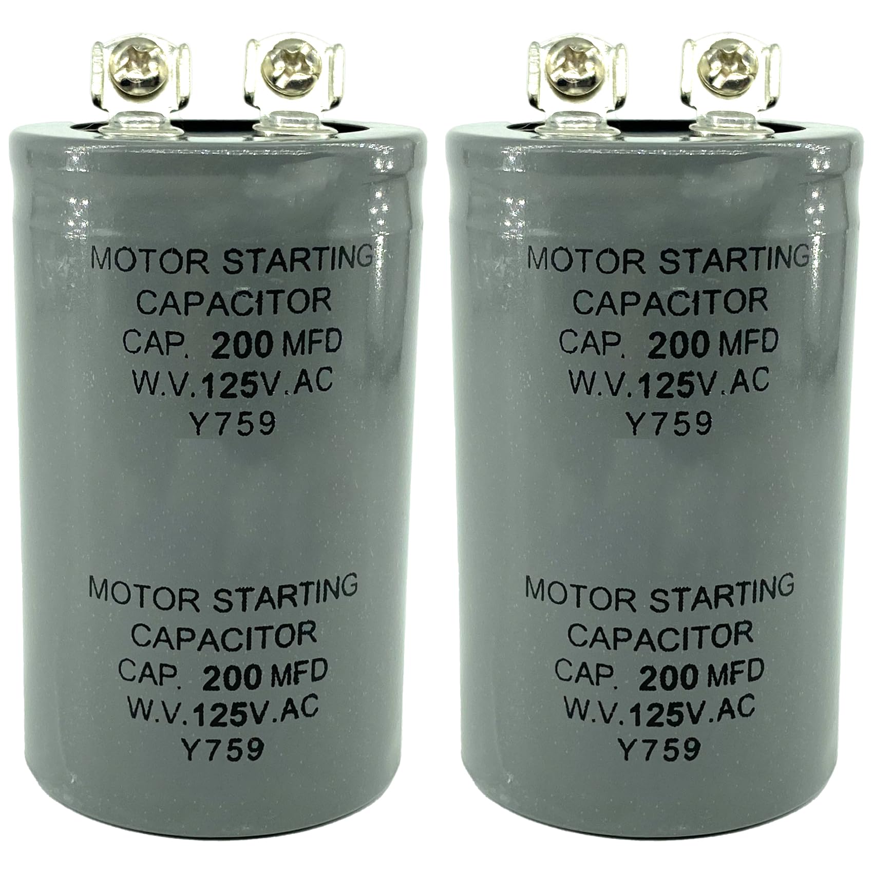 CD60 Capacitors 200uF 200MFD 125VAC 2-Pack Motor Start Capacitors for HVAC, Air Conditioning, Refrigeration and Electric Motors