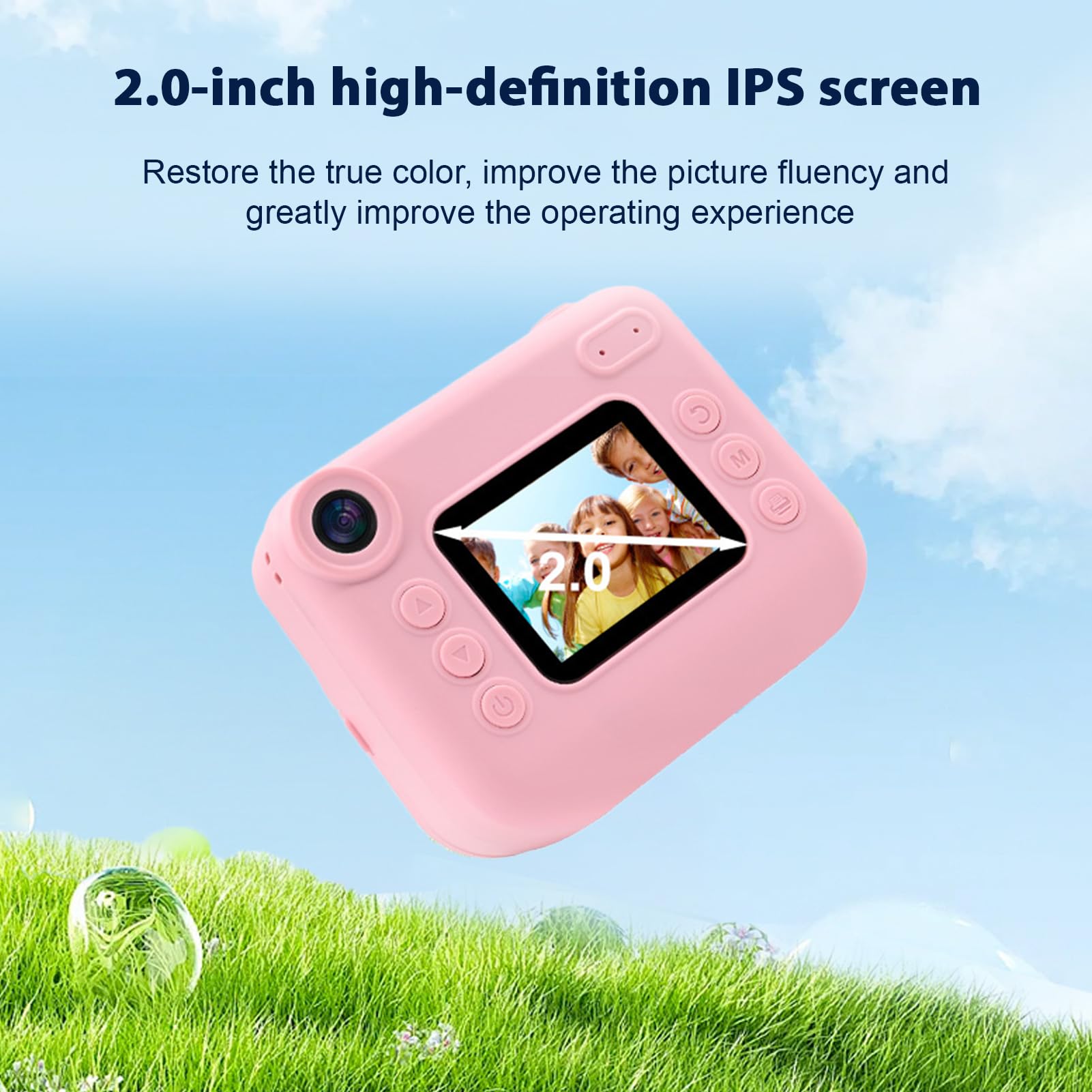 Andoer Fotocamera istantanea per bambini, fotocamera digitale per bambini con carta da stampa, 2,0 pollici, telecamera da viaggio per ragazzi e ragazze 3-14 anni (rosa)