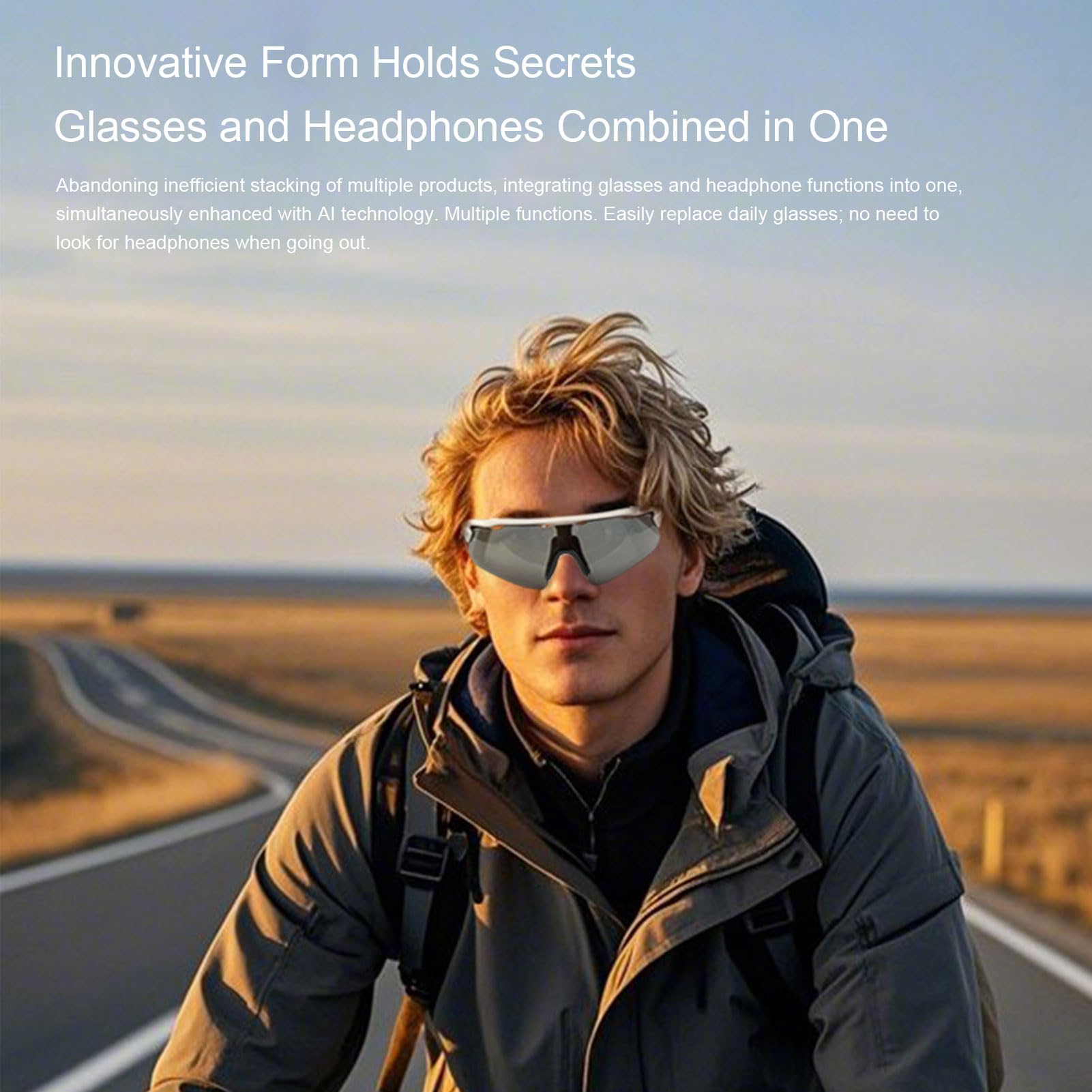 Fabater Gafas de sol inteligentes, gafas de ciclismo con, deportivas para ciclismo y senderismo, micrófono integrado y asistente de voz para correr al aire libre.