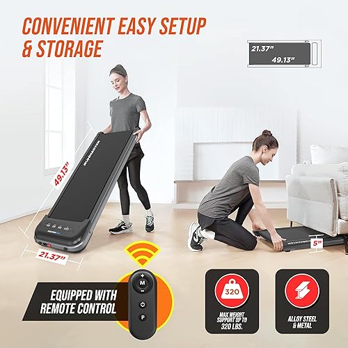 Miniatura 3 de Cinta de correr para debajo del escritorio portátil, silenciosa, eficiente, con capacidad de 320 libras, control remoto, transforma tu hogaroficina