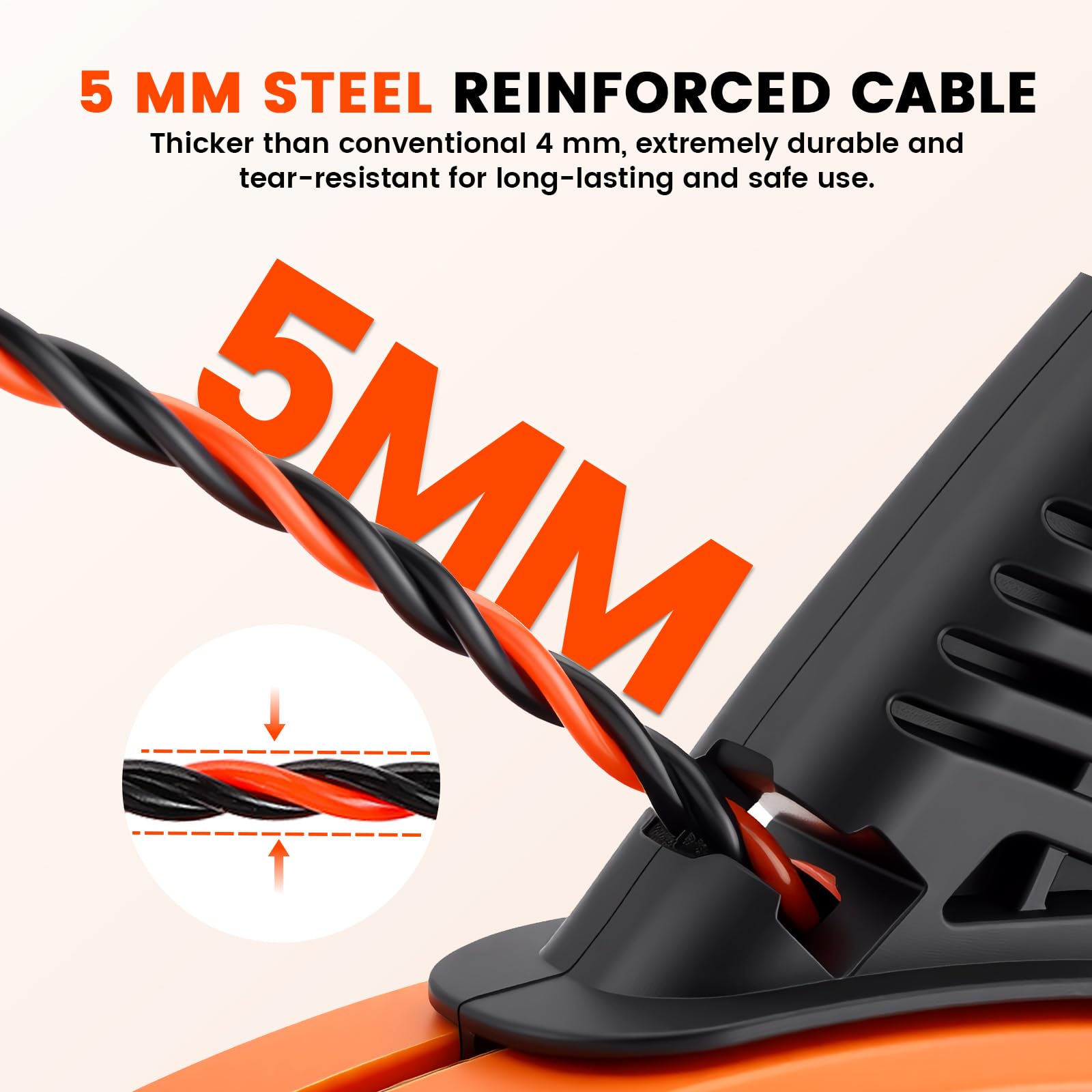 Guía Pasacables 30m, Enhebrador de Alambre Electrico Diámetro 5 mm, Sonda Guía para Electricista con 2 Muelles de Guía, con Mango, Herramienta para Pasar Cables en Instalaciones Eléctricas (Naranja)