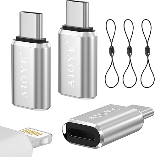 AIOYE Paquete de 3 adaptadores Lightning a USB C con cordón, adaptador de iPhone a USB C compatible con iPhone serie 15 y otros dispositivos USB C