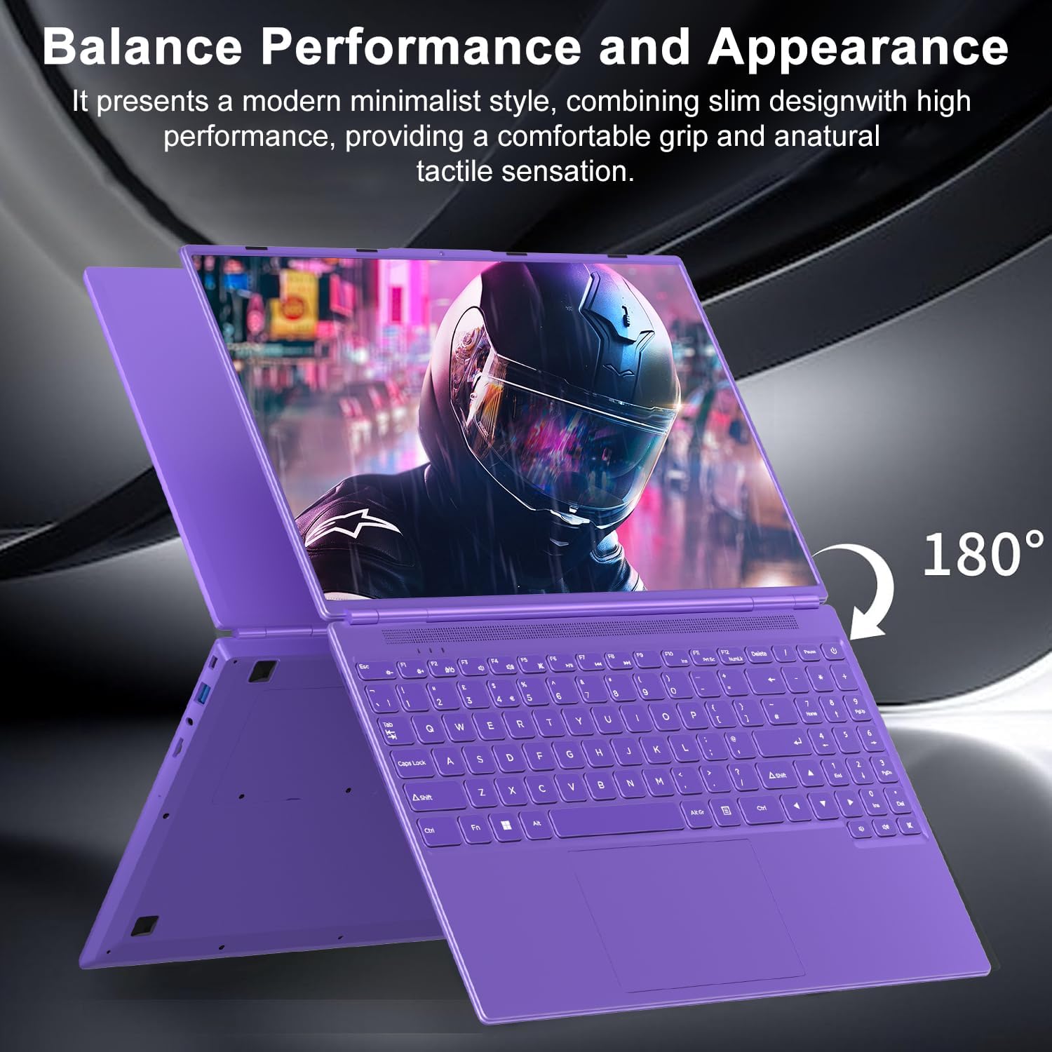 Laptop 16" 12GB LPDDR4 512GB SSD Celeron N5095 Up to 2.9Ghz Quad-Core Win 11 PC 1920*1200 2K Screen Dual WIFI Support 2.5" HDD 1TB SSD Expand with Cooling Fan Numeric Keypad for Business-Purple - Image 5
