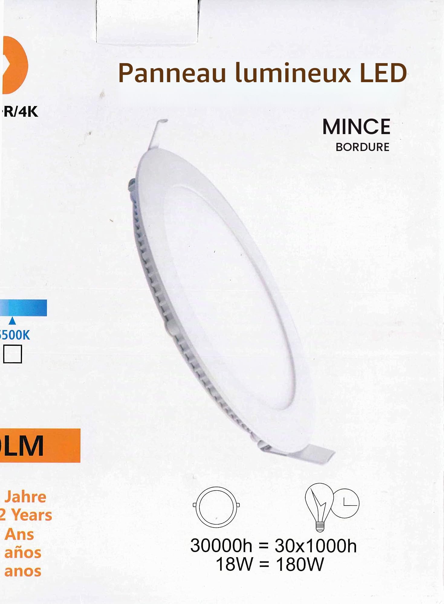 Offre spécial Lot 5 Downlight LED 18W Panel Extra plat, Spot Encastrable ø225 x 13mm 1450-1550LM 4000K