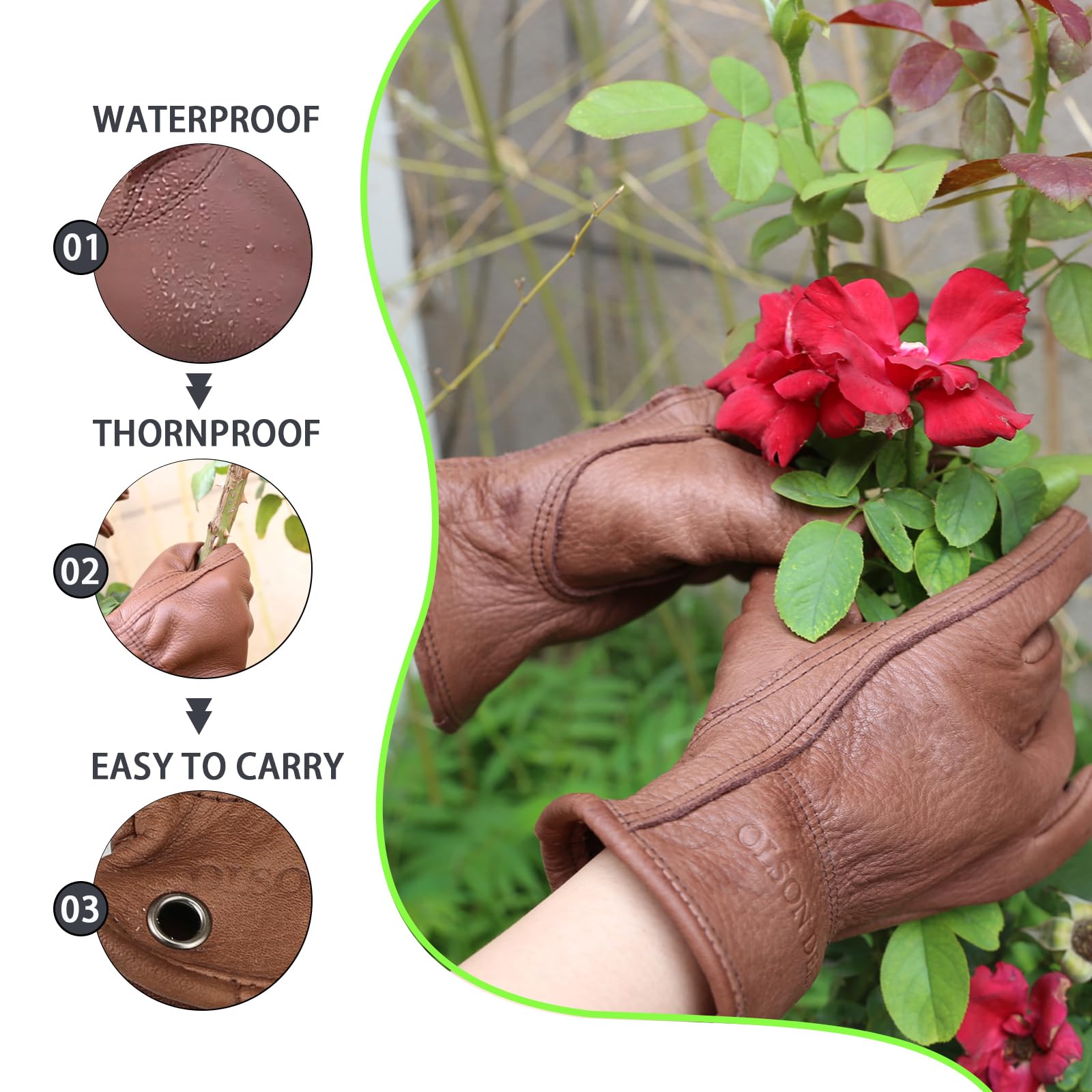 Guantes de trabajo de cuero vacuno resistentes al agua para hombre, para construcción, jardinería, guantes mecánicos impermeables