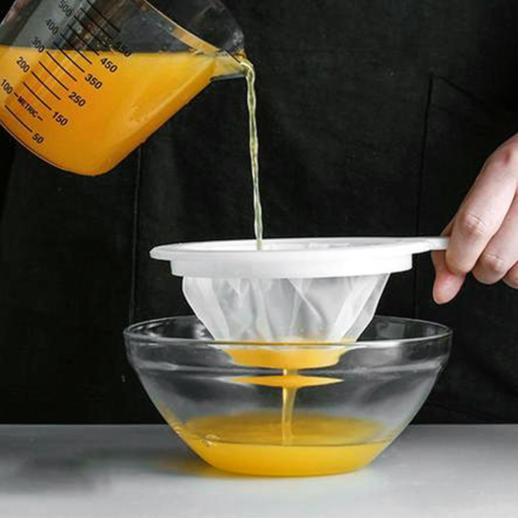 RAFIYU 4 Pcs Tamis Fin, Nylon Tamis Avec Poignée 80/100/200/400 Mesh Cuisine Filtres Entonnoirs Ultra Fins Pour Jus Vin Lait Lait De Soja Filtration