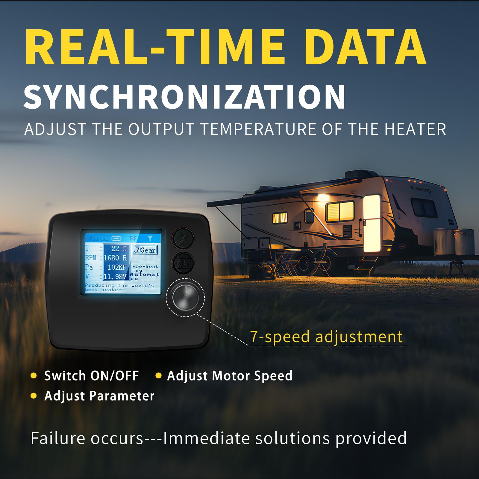 zhongqianji dieselverwarming 24V 7kW,met LCD-display, standverwarming diesel met luchtvaartstekker, oververhittingsalarm, automatische standverwarming voor campers, werkplaatsen, vrachtwagens, schepen