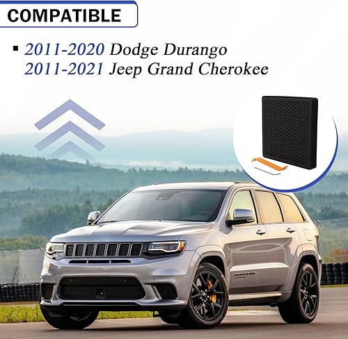 Miniatura 2 de Filtro de aire de cabina HEPA prémium mejorado con carbón activado para Dodge Durango/Jeep Grand Cherokee 6040C 2011-2021