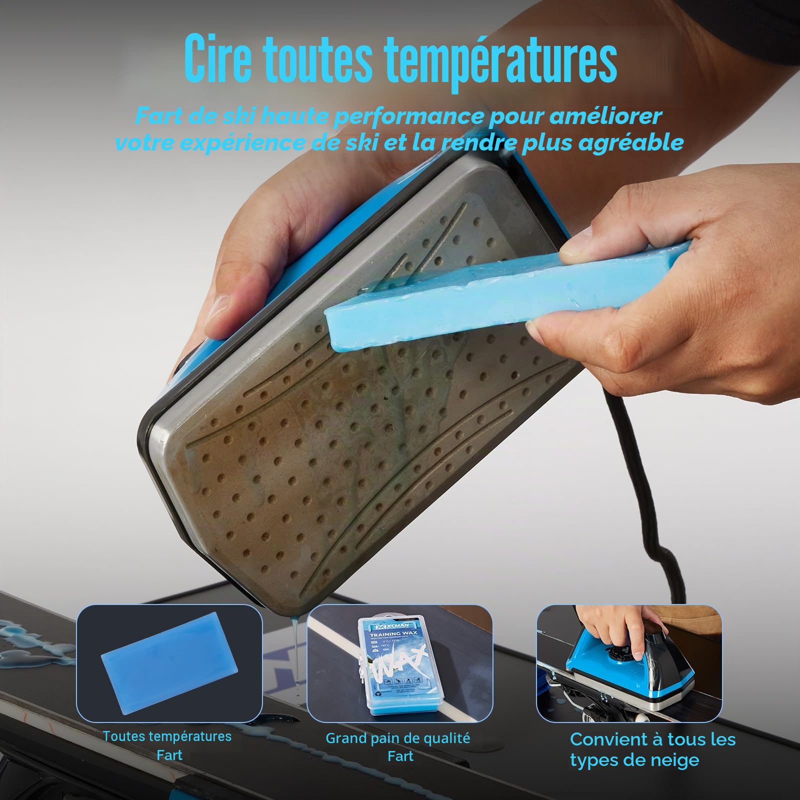 Kit complet XCMAN réglage fartage ski snowboard fer à cirer cire ski régleur bord latéral réparation base Ptex pierre gommeuse diamantées