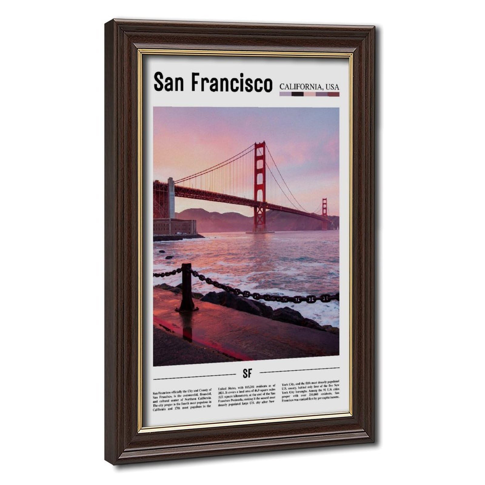 Wcyb Mokume Gane Frame San Francisco San Francisco County California Usa Scenery Travel Prints Posters Canvas Deco Paintings Wall Art For Office Living Room Hangable Frame 2