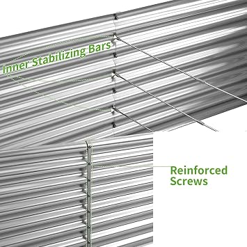Land Guard 2 Pack 632 ft Galvanized Metal Raised Garden Bed, 2FT Deep Root Elevated Planter Box Steel Large Vegetable Flower Bed Kit, Silver