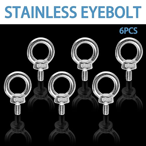 Miniatura 16 de Perno de ojo M10, perno de ojo de acero inoxidable masculino de la maquinaria del hilo del hombro que levanta el perno del ojo, perno de tornillo