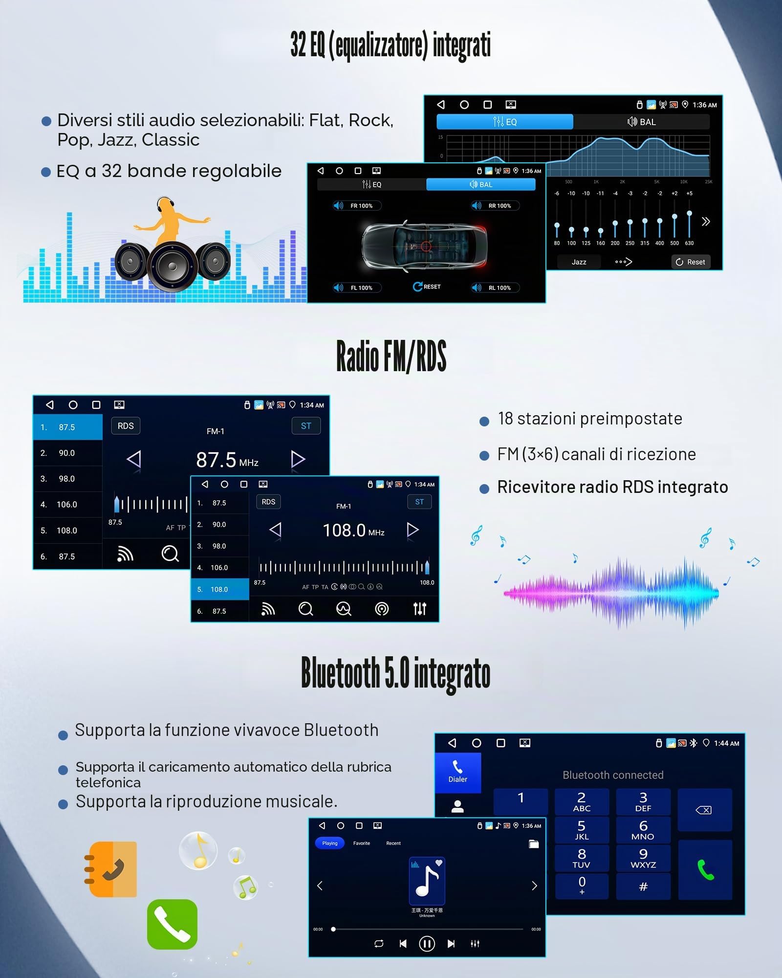 SIXWIN 4+64G Autoradio Android 13 per Audi A4 S4 RS4 8E B6 B7(2000-2009) con CarPlay/Android Auto/Mirror Link,9 Pollici HD TouchScreen Schermo Navigatore WiFi Bluetooth 5.0 RDS/FM 32EQ