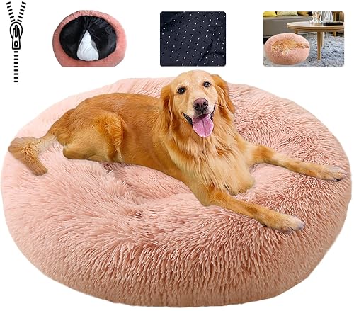 KZhanmy Cama de Gato Perro Redonda Mediano Pequeño, Cama Donut Gato,Suave Antiestres Casa para Perros