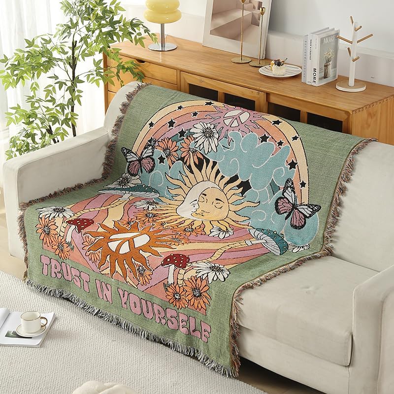 Shesyuki Southwest - Manta decorativa bohemia azteca para sofá, silla, sofá, cama, al aire libre, playa, viajes, 51 x 63 pulgadas