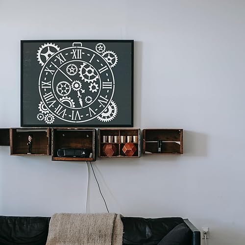 Miniatura 6 de MAYJOYDIY Plantillas de reloj de engranajes para pintar 11.8 x 11.8 pulgadas, reutilizables, plantillas de manualidades con pincel para pintar en