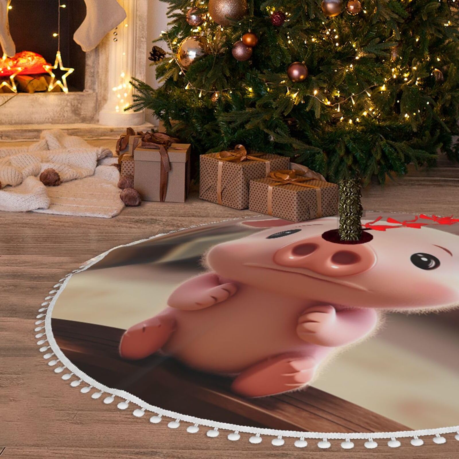 Jupe de sapin de Noël en peluche douce de 121,9 cm tapis blanc premium