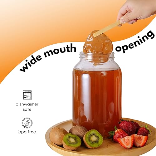 Miniatura 3 de FastRack Tarro de boca ancha de un galón con tapa perforada y doble burbuja Airlock-Set de 2, multicolor y estabilizador de sorbato de potasio de