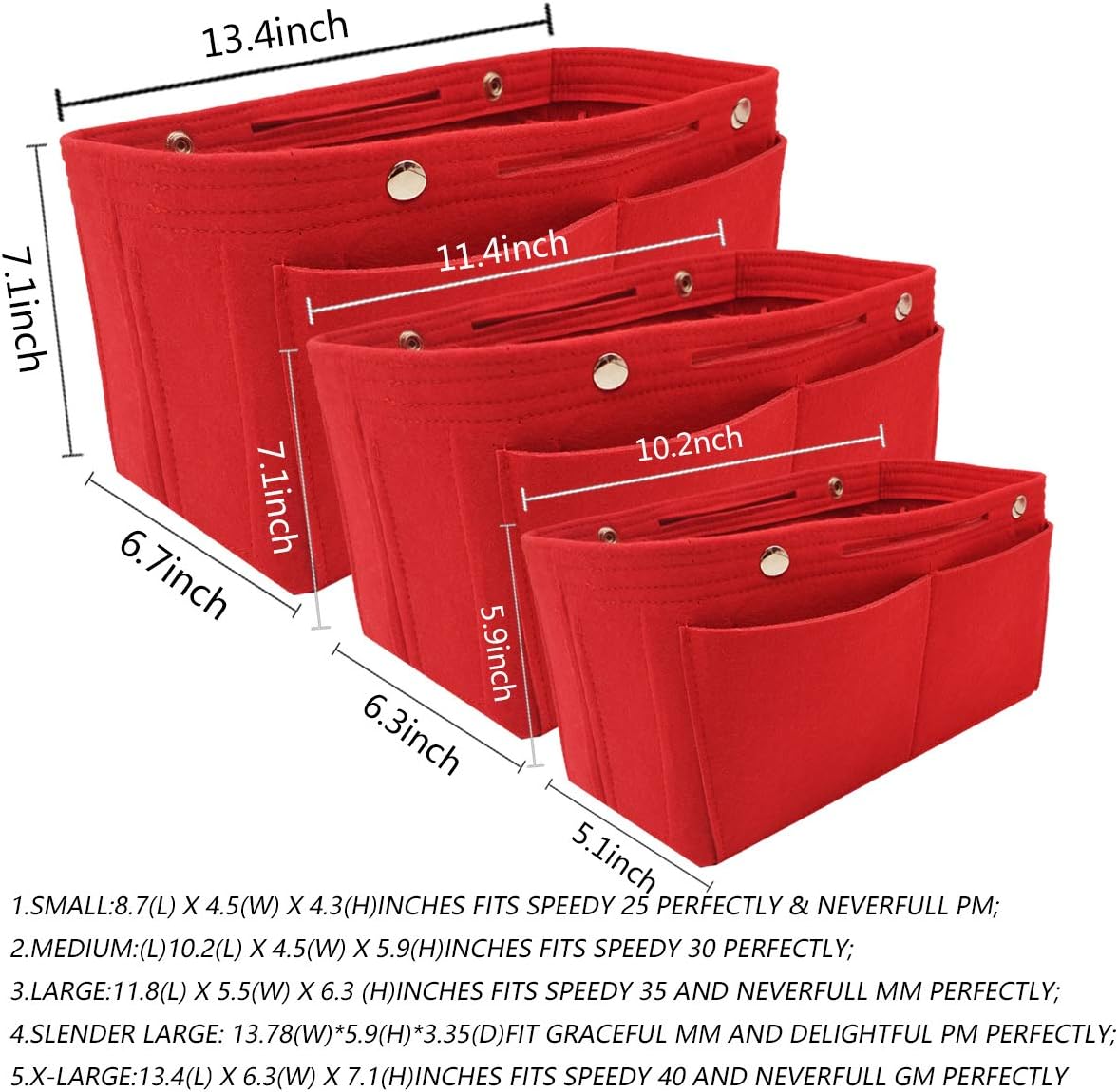 LEXSION Felt Purse Organizer Insert - Multi Pocket Bag in Bag Organizer Shaper - Image 7