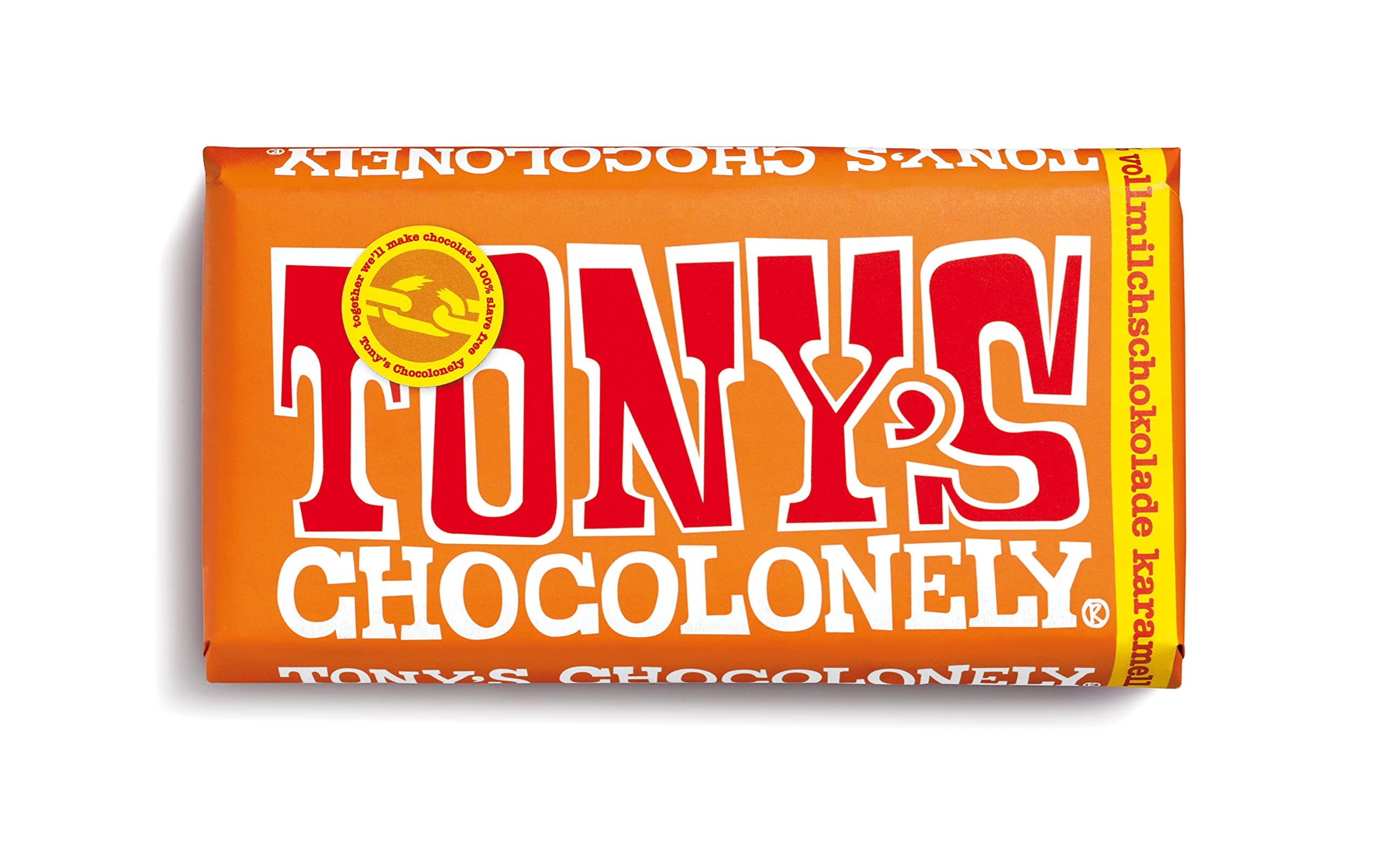TONY'S CHOCOLONELY - Vollmilchschokolade mit Karamell & Meersalz 15x180 g. Fairtrade Schokolade mit Karamellstückchen & Meersalz. Ohne Palmöl, hergestellt in Belgien