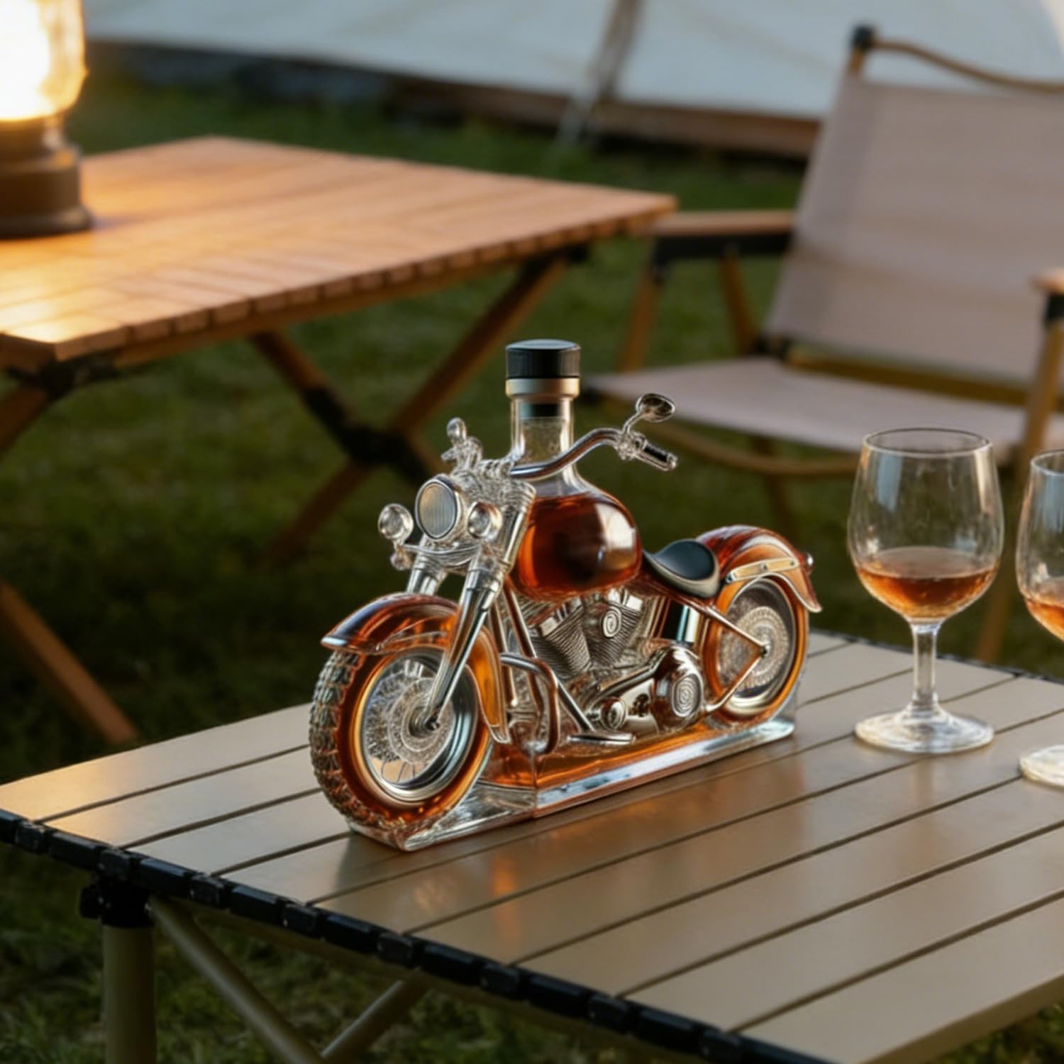 Décanteur à whisky en forme de moto de 300 ml, statue d'art en verre, support décoratif pour la maison, le bar et la salle à manger