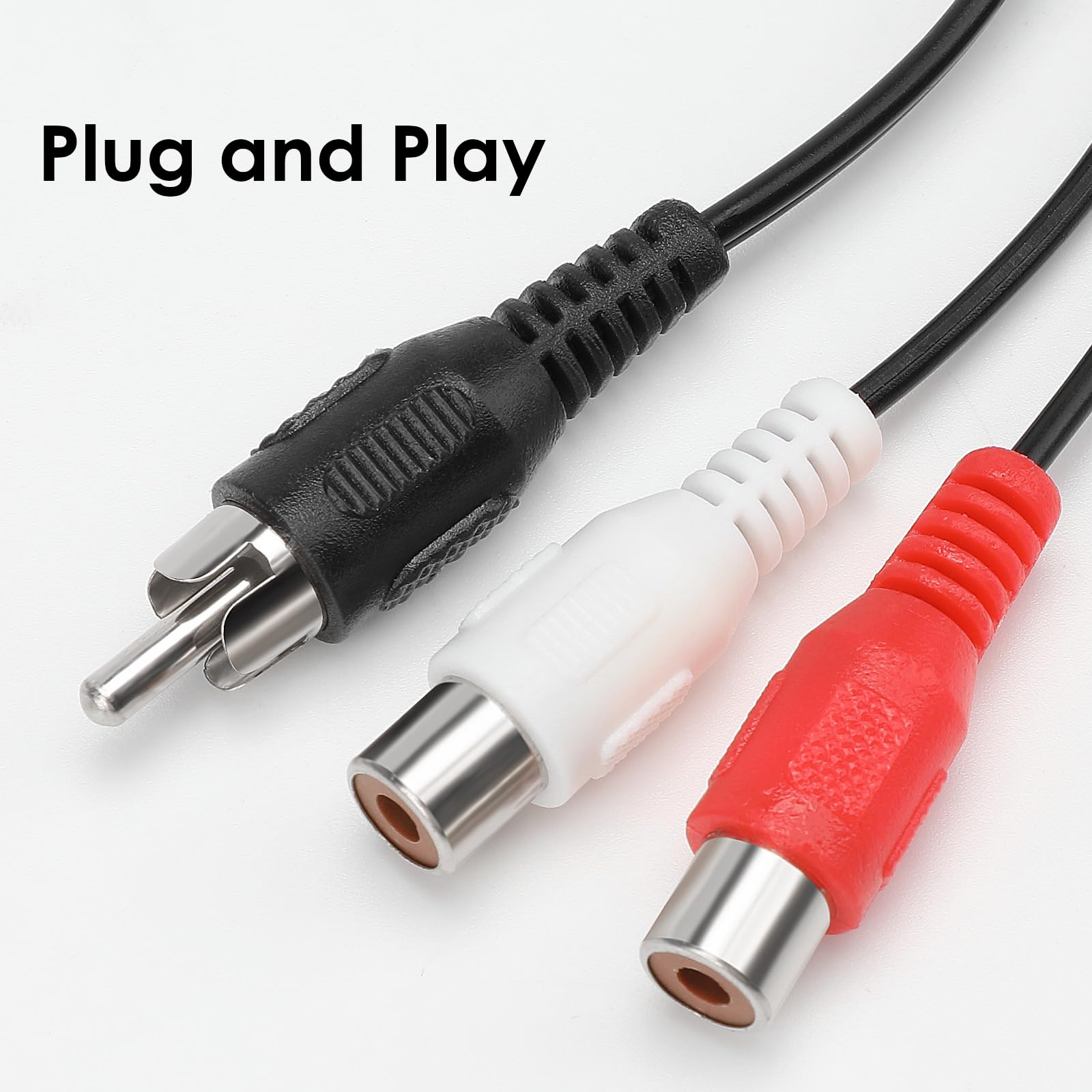 Divisor RCA de 1 macho a 2 hembras para subwoofer, adaptador RCA Y, cable de audio estéreo, cable de extensión de altavoz, paquete de 2 para amplificador, coche, TV, consolas de juegos, 10