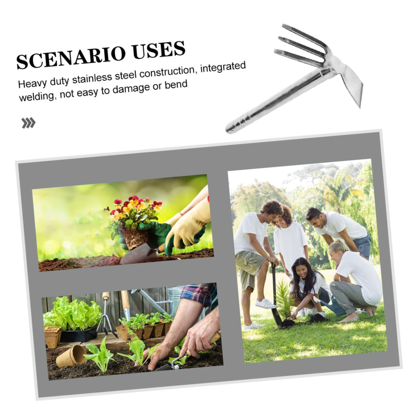 Yardenfun Edelstahl Gartenschaufel Handhacke Robust Rostfrei Gartenwerkzeug Unkrautentfernung Kleine Grabegabel für Bodenlockerung und Pflanzarbeiten für Hobbygärtner und Außenbereich