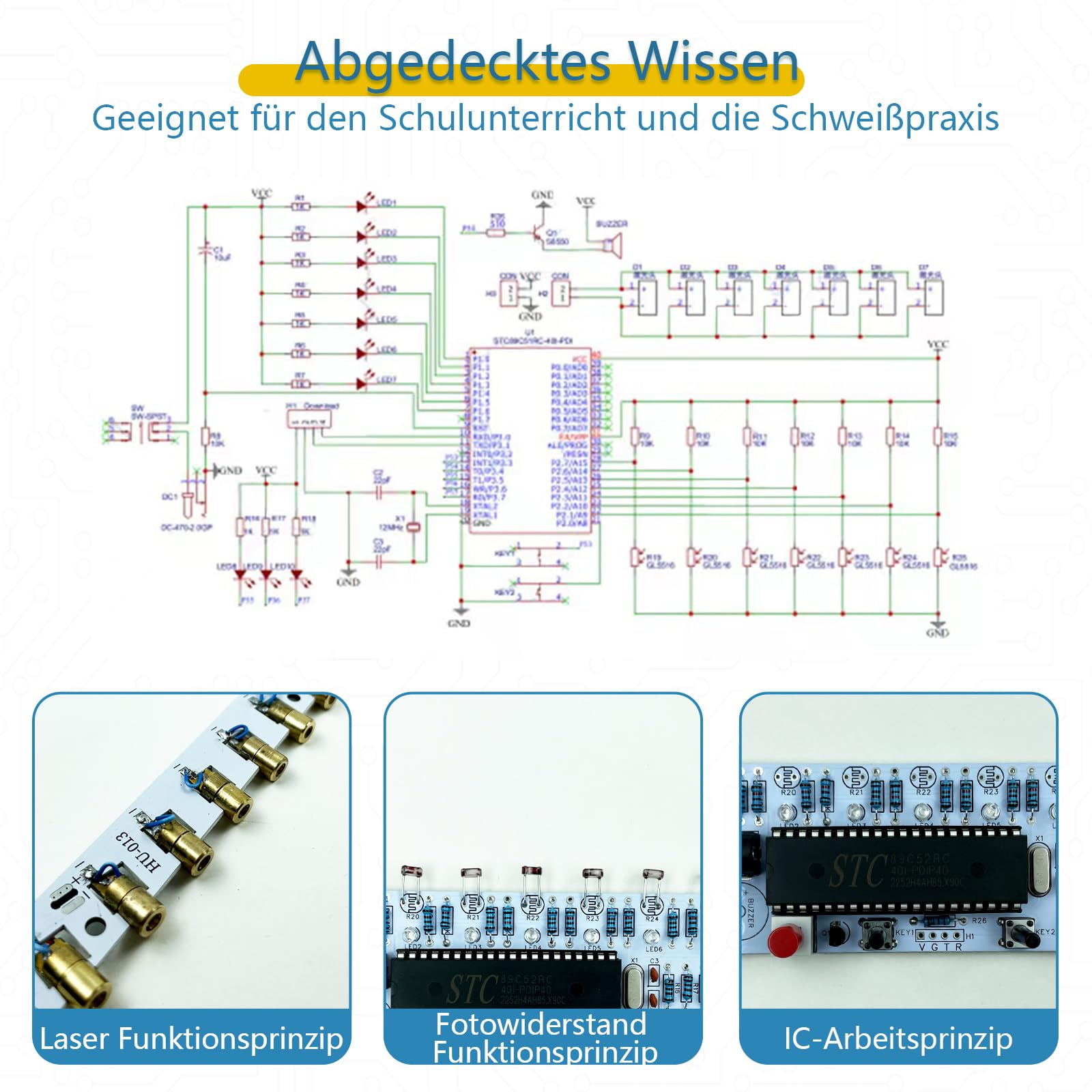 EIELE Fer à souder électronique, analogique, musique 3 tons réglables, balayage laser infrarouge, kit de jeu de soudure DIY pour débutants (soudure nécessaire)