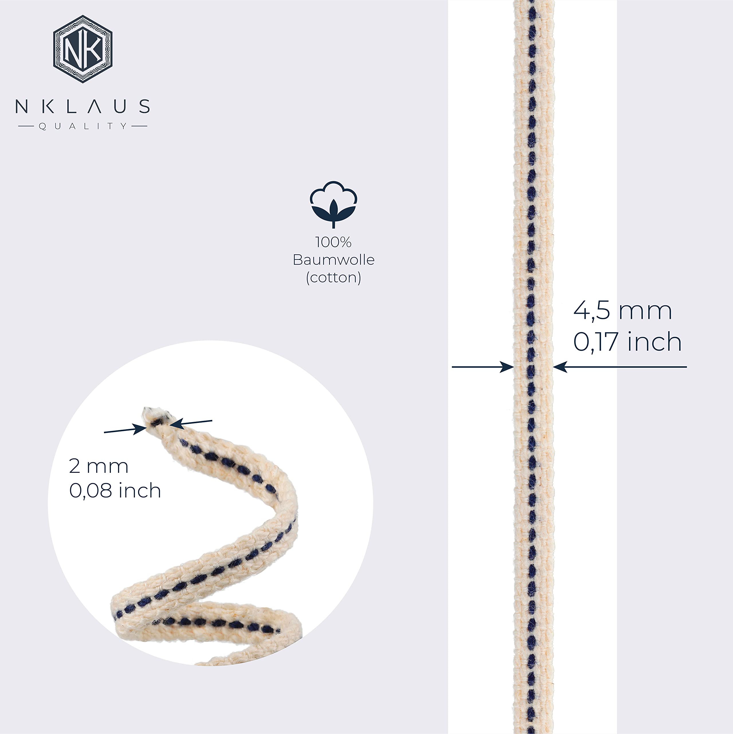 NKlaus 3 meter 4,5mm 100% natural cotton lamp wick flat lantern wick for oil burner oil lamp with purified petroleum 1291 - Image 2