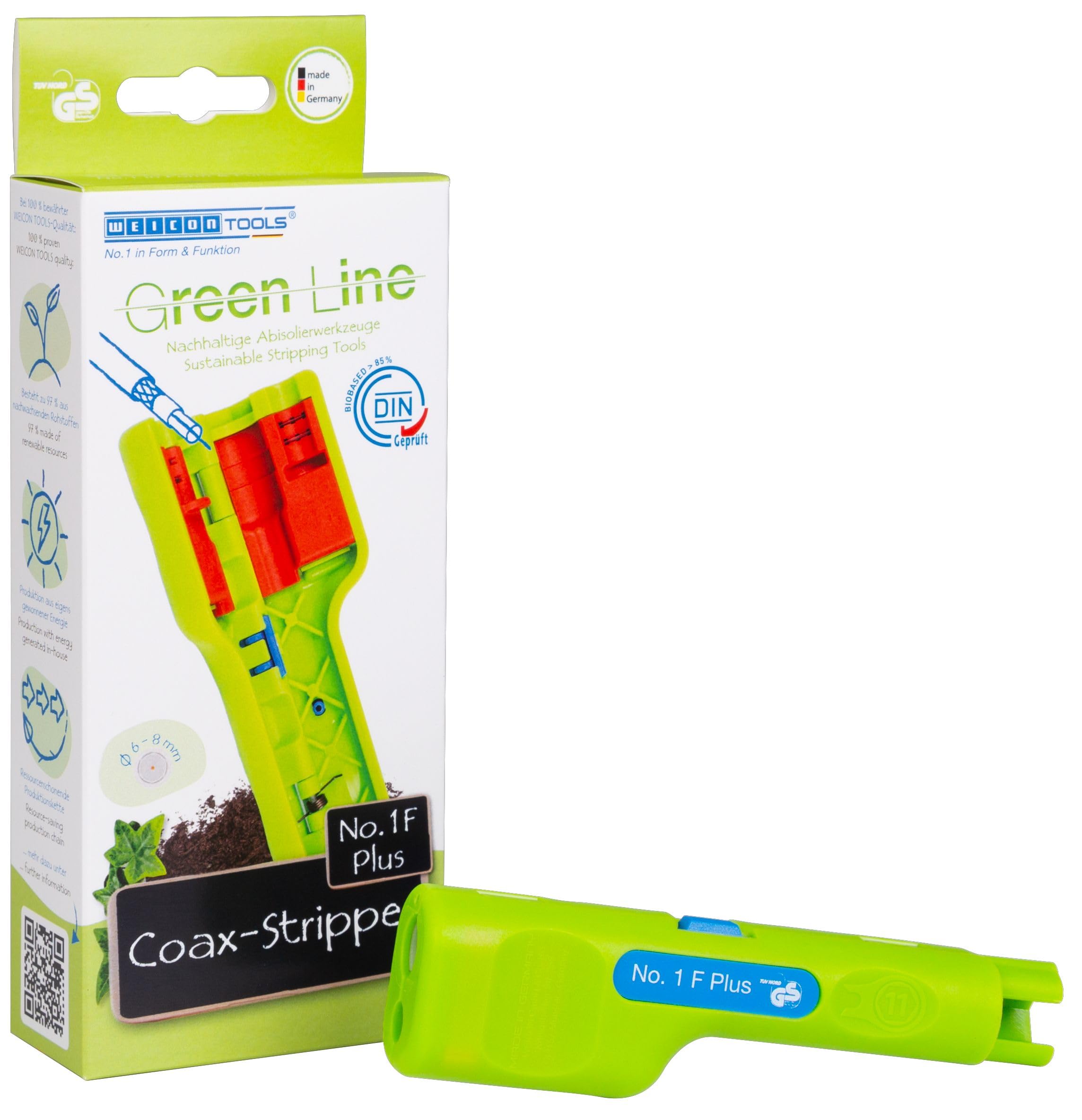WEICON Tools Coax Stripper No. 1 F Plus, 55000001, Green