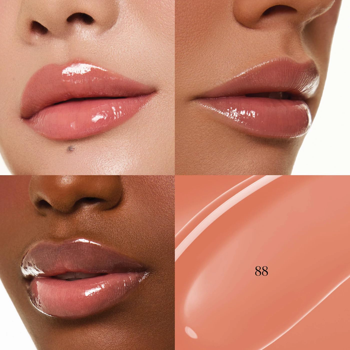 HUNG VANNGO BEAUTY Glossy Lip Hue Hydrating Lip Shine – High Shine Lip Gloss with Hyaluronic Acid – 0.5 fl oz / 15 ml (88 - Light NudeN) | Precise contour