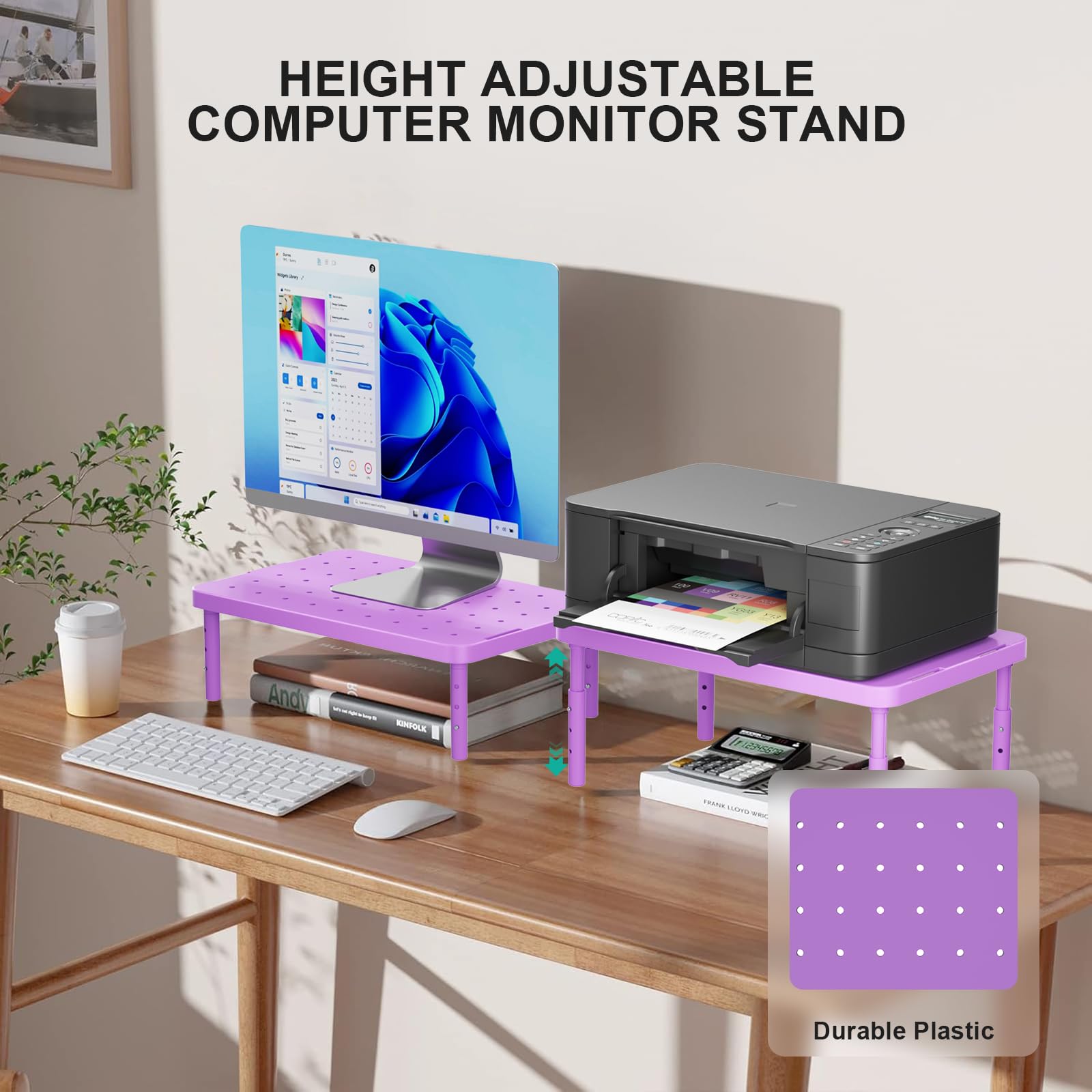 WALI Computer Monitor Stand for Desk, Adjustable Laptop Riser, up to 44 lbs view 2