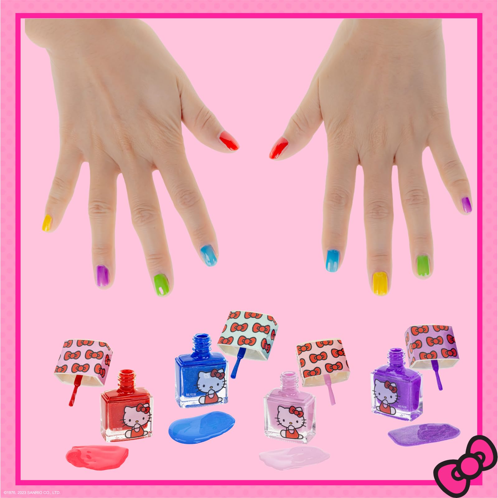 Hello Kitty - Juego de maquillaje cosmético  Train Case incluye brillo de labios, brillo de ojos, esmalte de uñas, accesorios para el cabello y mucho más. Para niñas, a partir de 6 años, 6