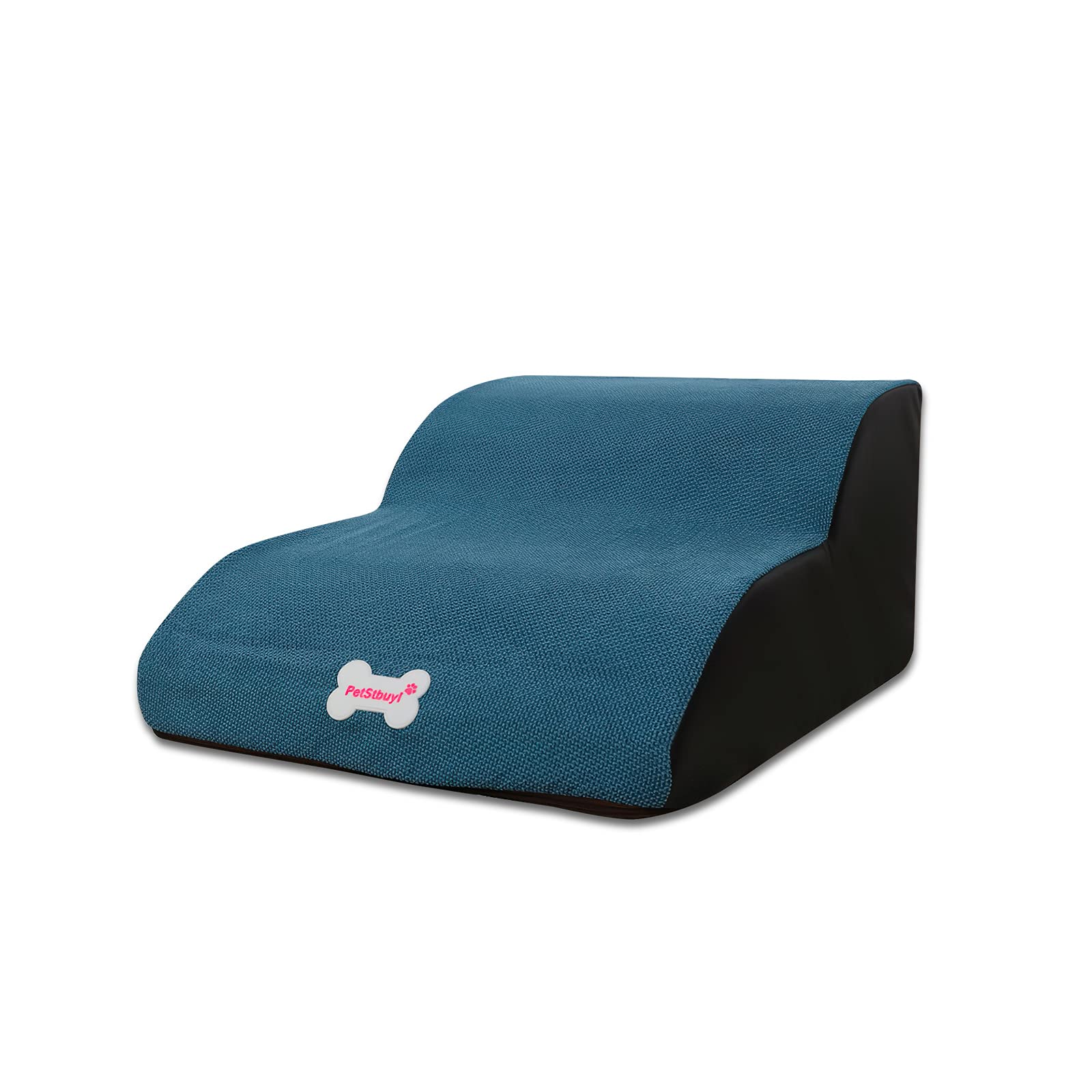 Galatée Escalier pour Animaux de Compagnie 2 Niveaux, Rampe Amovible, Mousse Haute Densité, Bleu